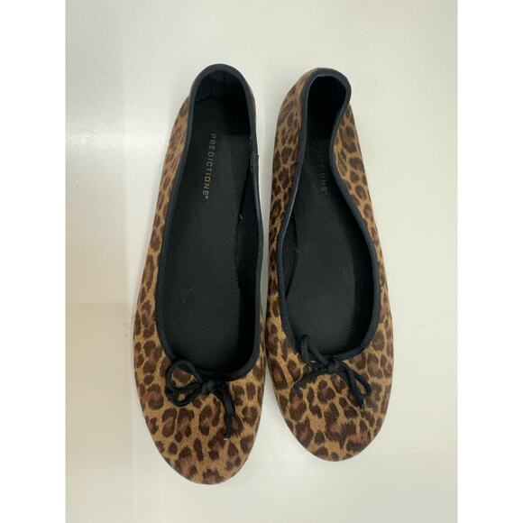 Predictions Womens Shoes Size 9 Brown Animal Print Flats with Bow - Picture 2 of 13